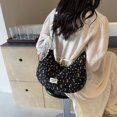 thumbnail image 2 of 6252 Bolso Lona Floral Con Pañuelo Bolso Mano Gran Capacidad Bolso Bandolera Informal para Desplazamientos (negro), 2 of 9
