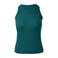 thumbnail image 4 of Women's Ribbed Knit Tank Top Form-Fitting Sleeveless Basic Cami Stretchy Soft Breathable Summer Vest for Daily Wear Layering(Dark Green,M), 4 of 4