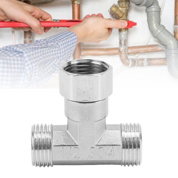 Stainless Steel Plumbing Fittings, G1/2" T Type Plumbing Pipe 3 Way Fitting Adapter For Water Air