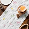 thumbnail image 3 of Happy Easter Table Runner 70 Inches, Spring Easter Bunny Eggs Floral Gray Wooden Bed Runner Dresser Scarves Tabletop for Indoor Outdoor Parties/Ceremony/Banquet, 13" x 70", 3 of 8