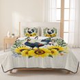 thumbnail image 3 of Full Quilt Set 78''x90'', Sunflowers Rooster Lightweight Bedspread Coverlet Set with 2 Pillow Shams, Watercolor Leaves Retro Art Rustic Breathable All Season Quilt Bedding for Bedroom/Guest Room, 3 of 9