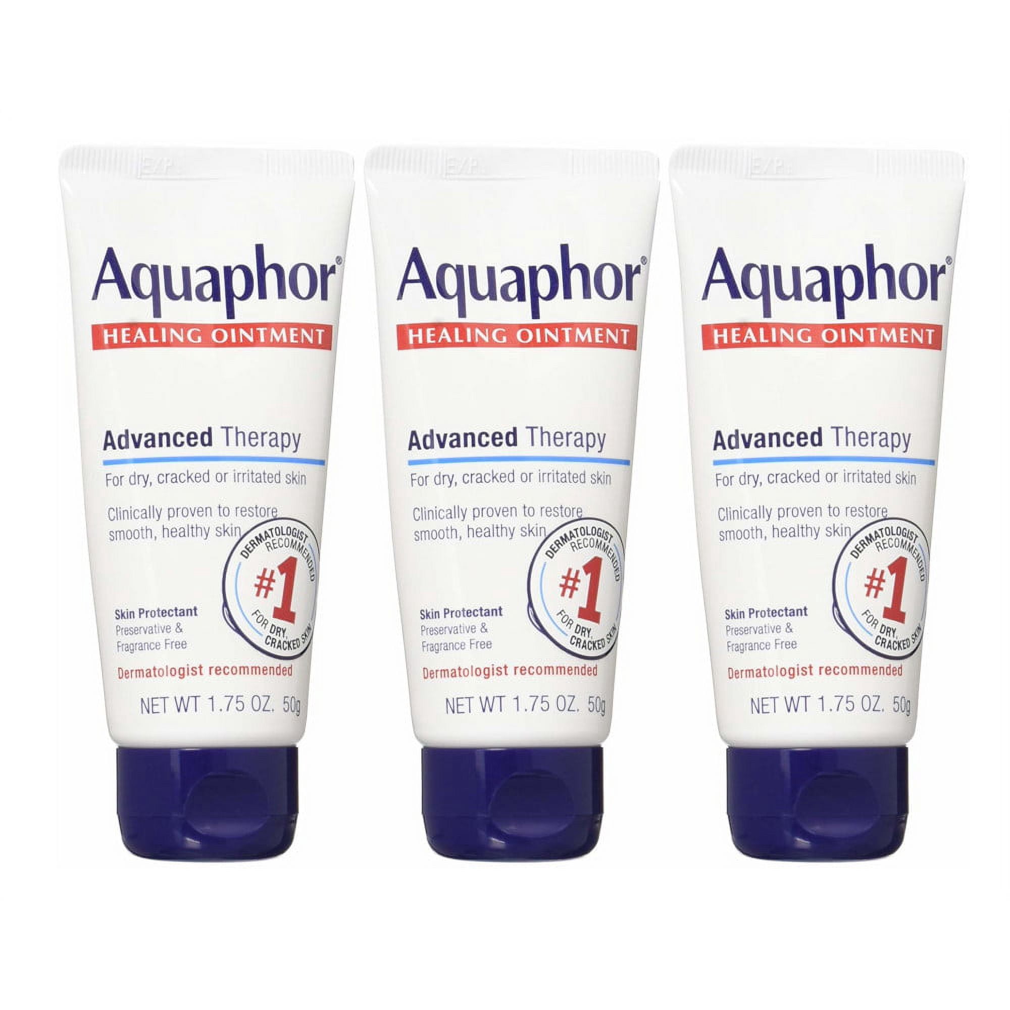 Aquaphor Healing Ointment - Travel Size Protectant for Cracked Skin - Dry Hands, Heels, Elbows, Lips, 1.75 Oz (Pack of 3) - Packaging May Vary