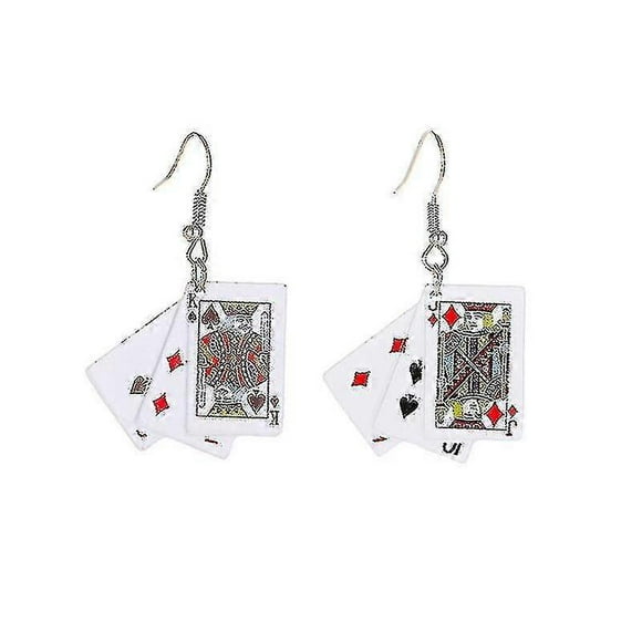Funky Aces Playing Card Earrings Punk Poker Hand Game Casino Fun Costume Jewelry Game Cards Earrings For Women Girls
