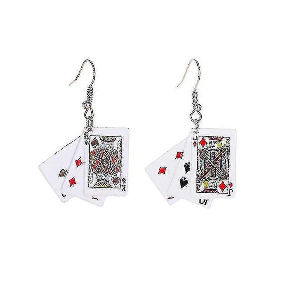 Funky Aces Playing Card Earrings Punk Poker Hand Game Casino Fun Costume Jewelry Game Cards Earrings For Women Girls