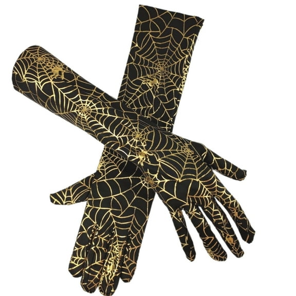 Spiderweb Design Gloves Flexible Stretchy Armwear Witch Gloves For Halloween