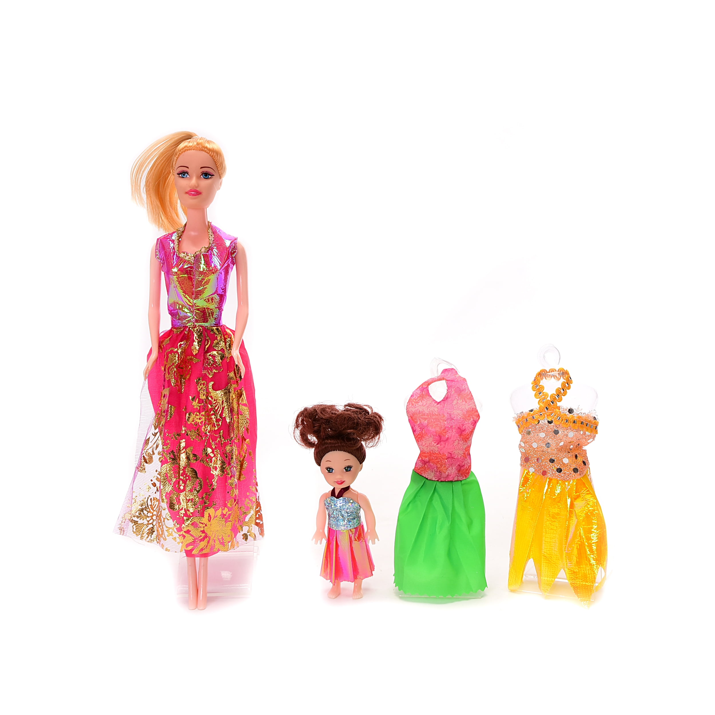 Wonderplay 11inch solid Doll suit, big doll with 3 sets of clothes, with small doll