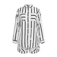 thumbnail image 6 of qolati Womens Two Piece Outfit Striped Short Sleeve Button Down Lapel Collar Shirt and Shorts Plus Size Matching Outfits Beachwear Tracksuit, 6 of 7