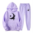 thumbnail image 2 of Feancey Womens Hoodie Tracksuit Pant Set Oversized Casual Sweatsuits for Women Valentines Day Heart Print Hooded Sweatshirts and Jogger Pants 2 Piece Sets Purple L, 2 of 6