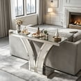 thumbnail image 3 of Fnova Mirrored Glam Console Table, Modern Silver Entryway Sofa Table with Crystal Diamond Inlay Frame for Living Room Hallway Foyer, 3 of 13