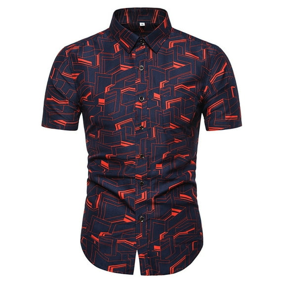 Frontwalk Mens Floral Print Shirt Short Sleeve Vintage Button Down Shirt Leisure Summer Beach Wear Tops