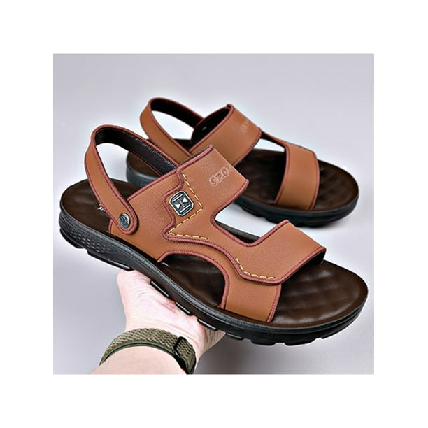 UKAP Men s Beach Sandal Back Strap Flat Sandals Slip On Summer Shoes Mens Casual Shoe Comfortable Brown 1 9
