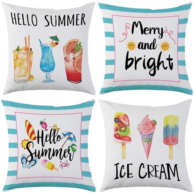 Fundas de almohada Mimkus Summer, 45 x 45 cm, juego de 4 unidades