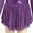 thumbnail image 6 of IBTOM CASTLE Figure Skating Dress for Girls Long Sleeve Mesh Sequin Rhinestones Ice Skating Dress Ballet Competition Dancewear 7-8 Years Purple, 6 of 8