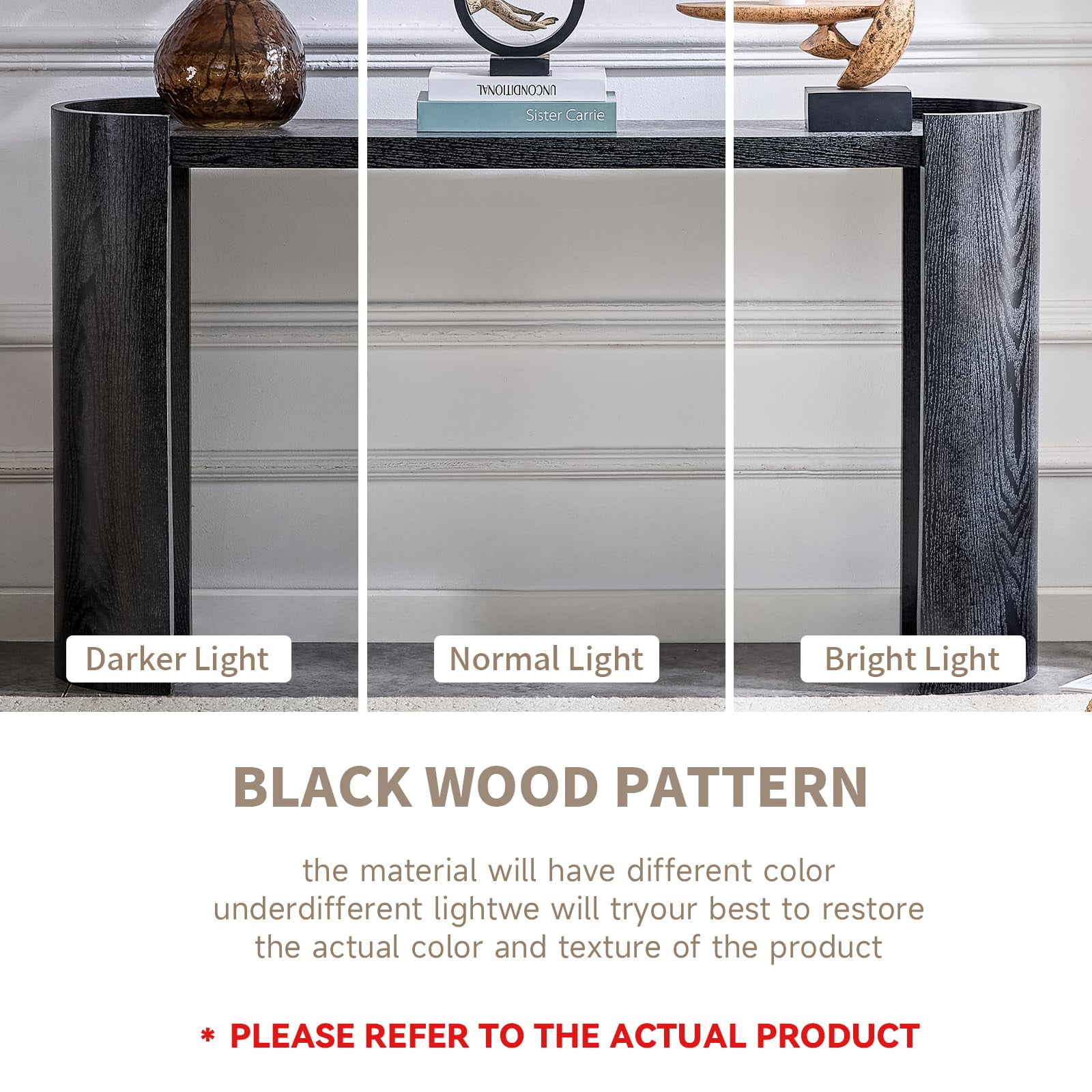 LKTART 53" Black Console Table for Entryway,Couch Tables Behind Sofa, Space-SavingWooden Entry Foyer Hallway Table, ModernConsole Sofa Tables for Hallway Organization