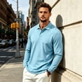 thumbnail image 7 of Sewkxo Men's Polo Shirt Long Sleeve Golf Shirts Lightweight Breathable Cool Shirts,Light Blue 2XL, 7 of 7