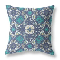 Love and Liberty Indoor/Outdoor Pillow with Removable Cover in Blue White 18x18