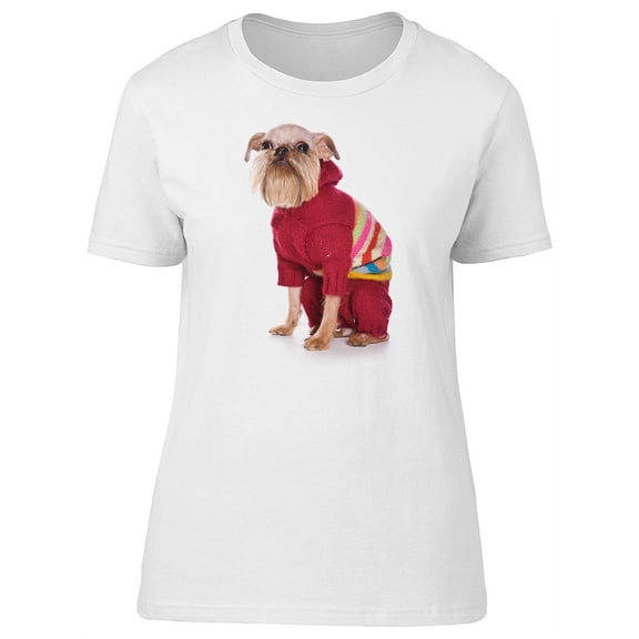 Cute Griffon Dog In Sweater T-Shirt Women -Image by Shutterstock, Female Medium