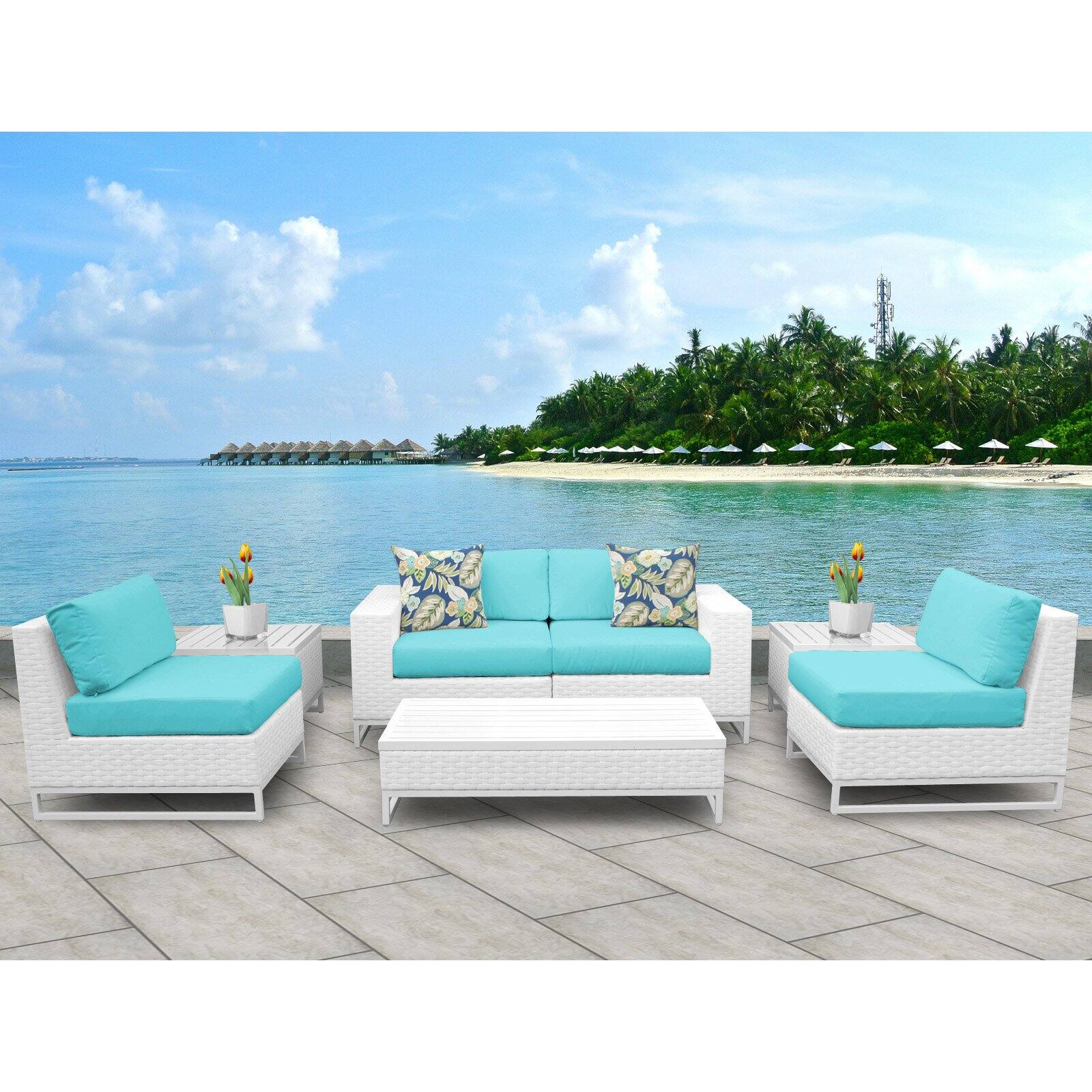 TK Classics Miami 7 Piece Outdoor Wicker Patio Furniture Set 07e - image 2 of 3