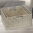 thumbnail image 7 of Sorbus Storage Box Woven Basket Bin Container Tote Cube Organizer Set Stackable Storage Basket Woven Strap Shelf Organizer Built-In Carry Handles (Woven Basket Set - 3 Piece, Beige), 7 of 7