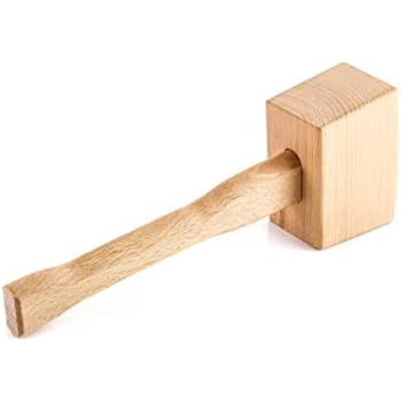 Wooden Mallet, 9.5" Manual Ice Hammer Mallet Beech Solid Carpenter Wood Hammer Woodworking Hand Tool