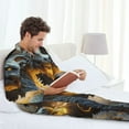 thumbnail image 6 of Lsque Golden White Fire Dragon Pattern Long Sleeve Pajama Set for Men - Soft 2-Piece Sleepwear and Loungewear Set with Pockets, Comfy Nightwear-Medium, 6 of 7