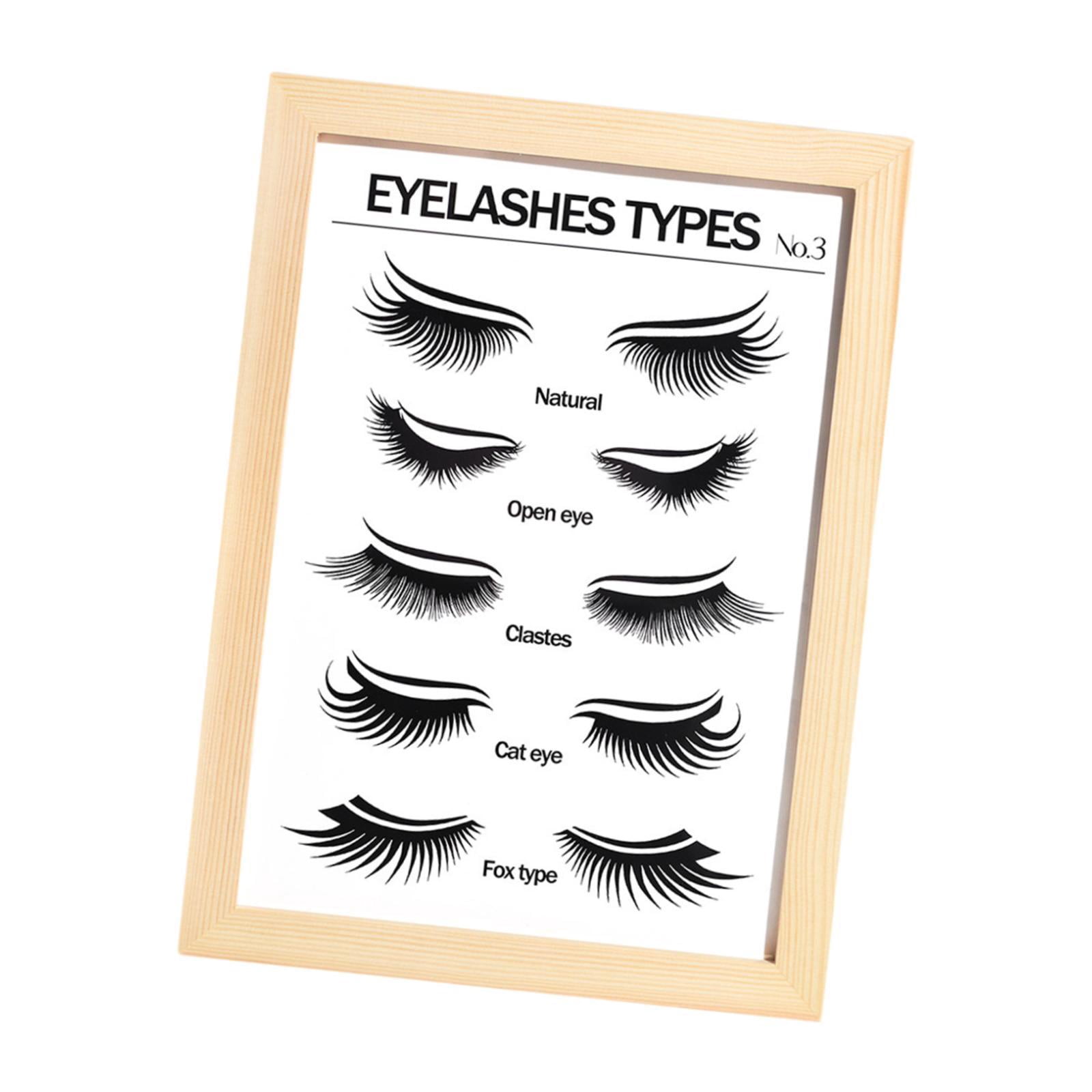 TOOYFUL Lashes Wall Art Eyelash Guide Wooden Frame Walls Decoration Eyelash Wall Decor for Lashes Studios Home Decor B