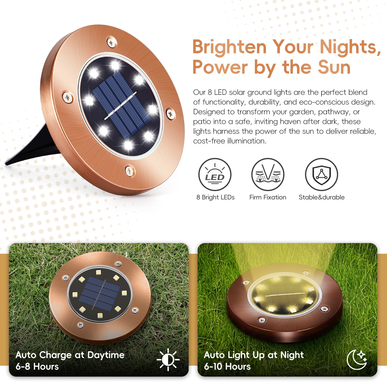 Solar Ground Lights, LEDs Outdoor Solar Disk Lights, Waterproof Mini Solar Powered Pathway Lights, Flat Landscape Lighting for Garden Walkway Driveway Patio Yard