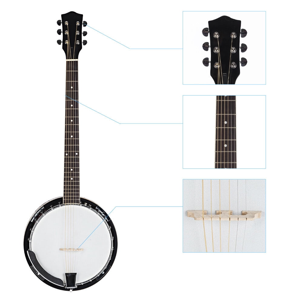 Top Grade Exquisite Professional Sapelli Notopleura Wood Alloy 6 String Banjo