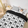 thumbnail image 2 of Erosebridal Kawaii Ribbon Bow Queen Duvet Cover Set For Teens,Kids Girls Geometric Grid Bedding,Black Reversible,3 Pieces,No Comforter, 2 of 5