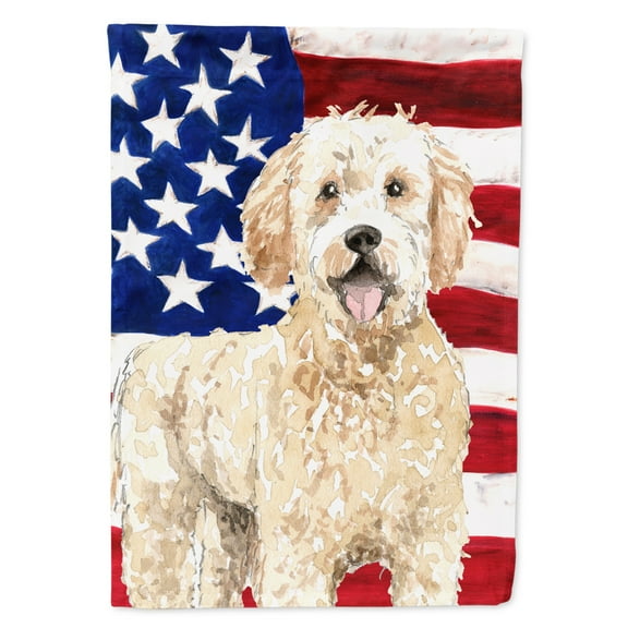 Patriotic USA Goldendoodle House Flag