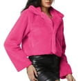 thumbnail image 4 of LWavelet Glitzy Fuzzy Hooded Cropped Jacket Women Cozy Party Night Out Winter Trendy Casual Outerwear Hot Pink L, 4 of 7