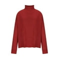 thumbnail image 5 of Herrnalise Womens 2024 Turtleneck Sweaters Cable Knit Long Sleeve Pullover Sweater Jumper Red,M, 5 of 7