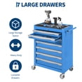 thumbnail image 4 of Coffre à Outils à 7 Tiroirs, Chariot à Outils Roulant avec Roues, Armoire de Rangement pour Outils Grande Capacité avec Verrouillage à Clé, Boîte Organisatrice d'Outils pour Garage, Atelier, Entrepôt - Noir / Rouge / Bleu, 4 of 7