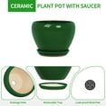 thumbnail image 5 of 6 Inch Plant Pots- Ceramic Planter Pot with Drainage Hole and Saucer, Round Flower Pot for Indoor Outdoor Succulent, Snake Plants and Cactus, Green, 5 of 5