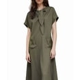 thumbnail image 3 of Robe Maxi Évasée Élégante à Manches Courtes avec Poche à Ruban pour Femmes, Coupe Ample Décontractée, Robe d'Été Verte P, 3 of 7