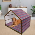 thumbnail image 2 of East Pet House, Geometric Abstract Pattern on Horizontal Colorful Stripes Doodle Style Retro, Outdoor & Indoor Portable Dog Kennel with Pillow and Cover, 5 Sizes, Multicolor, by Ambesonne, 2 of 4