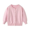 thumbnail image 2 of HUAXUN-Girls Knitted Cardigan Sweater with Floral Embroidery and Heart Design, Cute Soft Warm Sweater Coat for Baby Toddler and Kids 1-8 Years, Button Solid Long Sleeve Knit Sweaters(Pink,7-8Years), 2 of 5