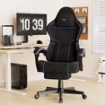 thumbnail image 2 of SOONTRANS Gaming Chair for Adults, Velvet Fabric High Back Comfortable Video Game Chair with Footrest and Massage Lumbar Cushion, Racing Computer Desk Chair, Ergonomic Gamer Chair, Black/Grey, 2 of 9