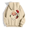 thumbnail image 6 of NinXxx Ladies' Christmas Zipper Long Sleeve Pocket Drawstring Hooded Sweatshirt Beige M, 6 of 8