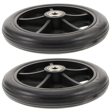 RENACLIPY Wheelchair Front Wheels 2Pcs Black PVC Steel Durable Quiet Wear-Resistant