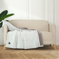 Berkshire Blanket & Home Co. Tipped Faux Fur Reverse Velvet Plush Heated Throw Blanket, Tipped Grey, Standard Size 50"x60"