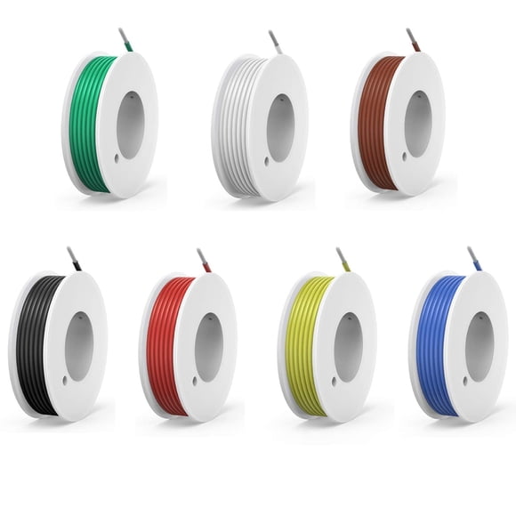 20 awg Silicone Electrical Wire Cable 7 Colors (23ft Each) 20 Gauge Hookup Wires Electronics kit Stranded Tinned Copper Wire Flexible and Soft for DI