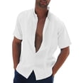 thumbnail image 2 of Hawaiian Shirt for Men Tropical Lapel Neck Solid Color Blouse Lapels Shirts Regular Fit Cool Vacation Summer Casual Tee Top, 2 of 5