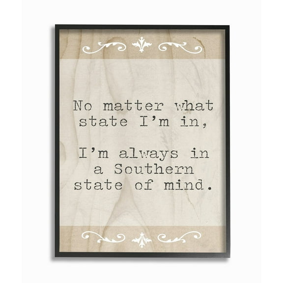 The Stupell Home Decor Collection A Southern State of Mind Framed Wall Art