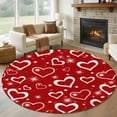 thumbnail image 2 of Valentine's Day Washable Round Area Rug 6 ft, Red White Love Heart, Soft Non Slip Rugs Stain Repellent Indoor Felt Carpet for Living Dining Room Bedroom Home Office, 2 of 9