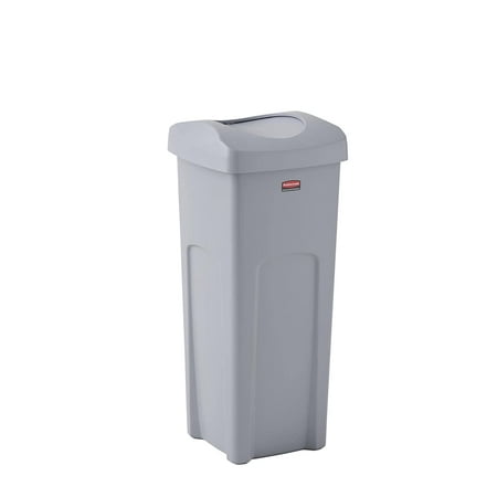 

SEVENTOY Commercial Products Untouchable Square Trash/Garbage Container with Lid 23-Gallon Gray Wastebasket for Outdoor/Restaurant/School/Kitchen