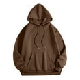 thumbnail image 2 of Dyfzdhu Hoodies for Women Casual Solid Color Long Sleeve Oversized Sweatshirt Loose Hooded Plain Pullover with Pocket Brown, 2 of 6