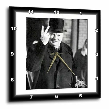 Churchill Clock - 3dRose Vintage Photo Of Winston Churchill.jpg - Wall Clock, 10 by 10-inch