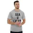 thumbnail image 4 of Funny Beach Lover Sea You Ocean Vibes Plus Size Crewneck Graphic Tee Shirt Brisco Brands 2X, 4 of 5