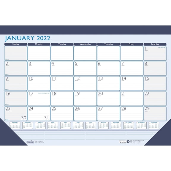 House of Doolittle, HOD151, Contempo Desk Pad, 1 Each, Teal,Blue